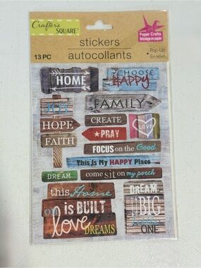 💜 Crafter's Square Inspirational Rustic Wood Sign Stickers